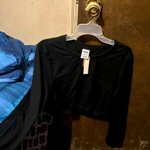 Pink black long sleeve crop tops